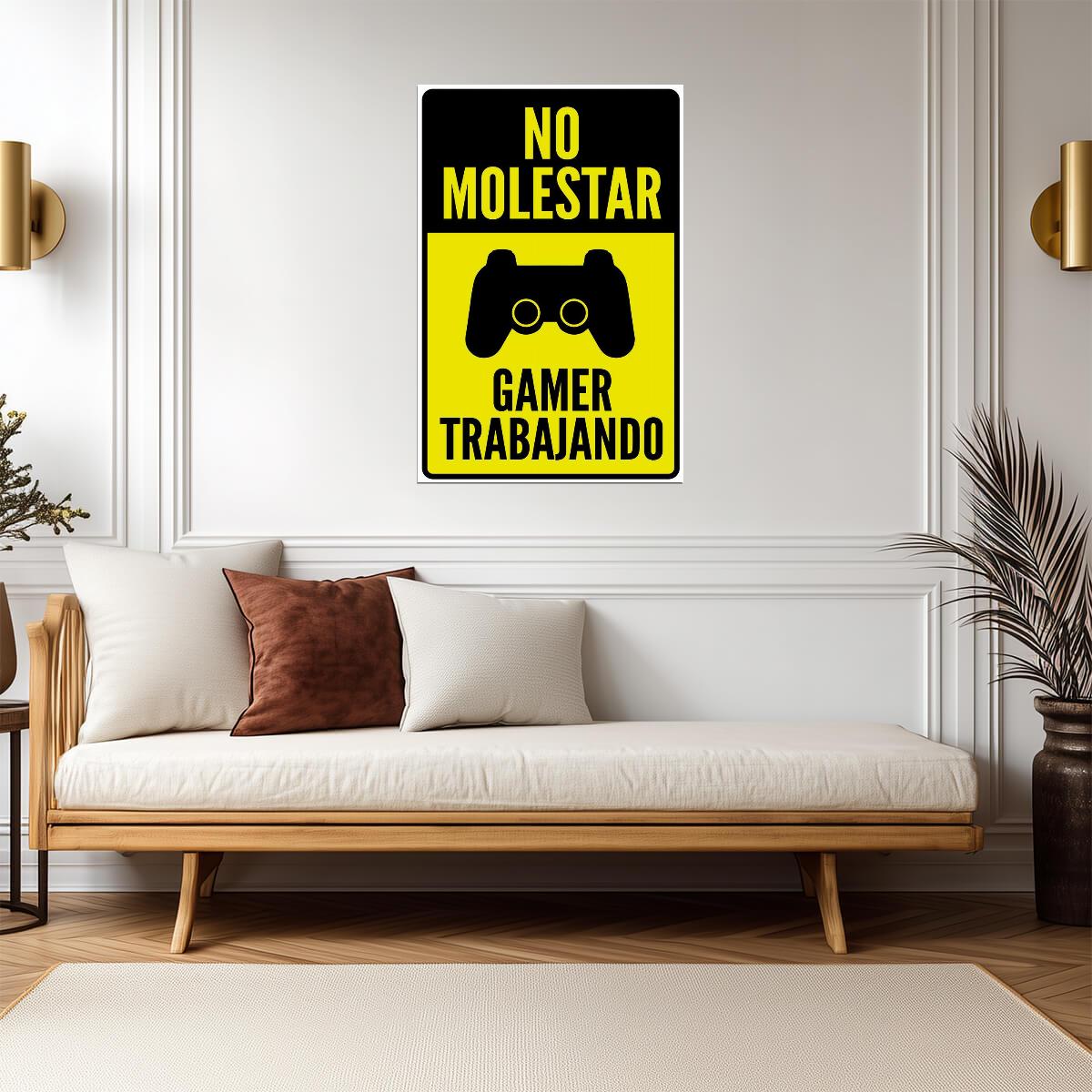 No Molestar Gamer Trabajando | Spanish Gaming Quote Poster | Funny Gamer Door Sign - Video Games Poster