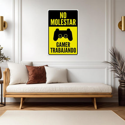 No Molestar Gamer Trabajando | Spanish Gaming Quote Poster | Funny Gamer Door Sign - Video Games Poster