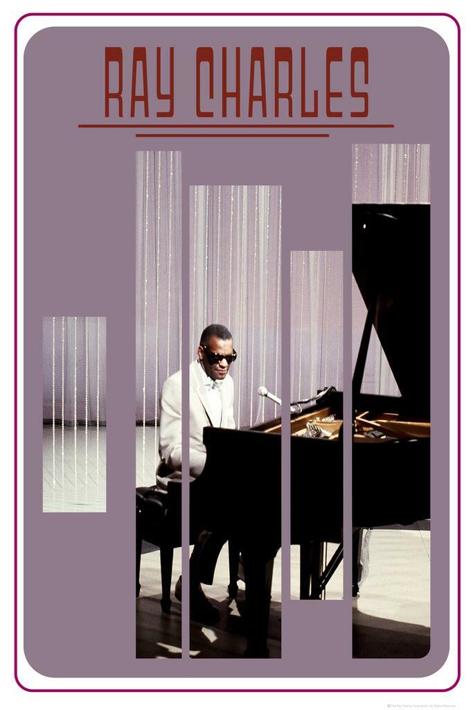 Ray Charles at the Piano | Stylized Music Legend Poster | Vintage Graphic Art Print - Music Poster