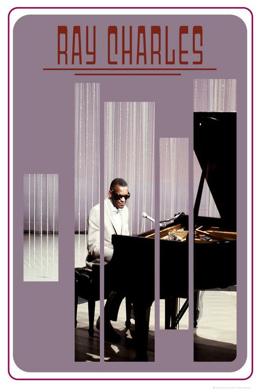 Ray Charles at the Piano | Stylized Music Legend Poster | Vintage Graphic Art Print - Music Poster