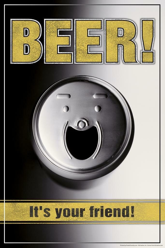 Beer It's Your Friend Poster | Funny Drinking Humor | Man Cave Wall Art