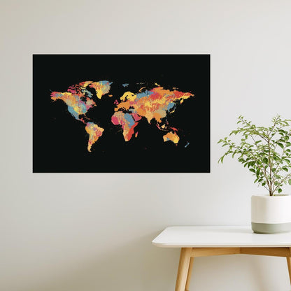 World Map | Abstract Ink Splash Poster