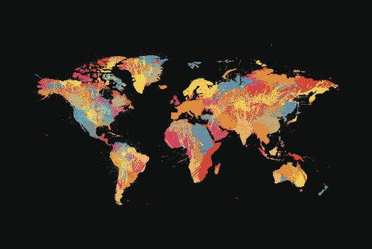 World Map | Abstract Ink Splash Poster
