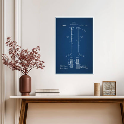 Vintage Hockey Stick Patent Blueprint | 1915 Sports Diagram | Ice Hockey Art Poster - Vintage & Retro Poster