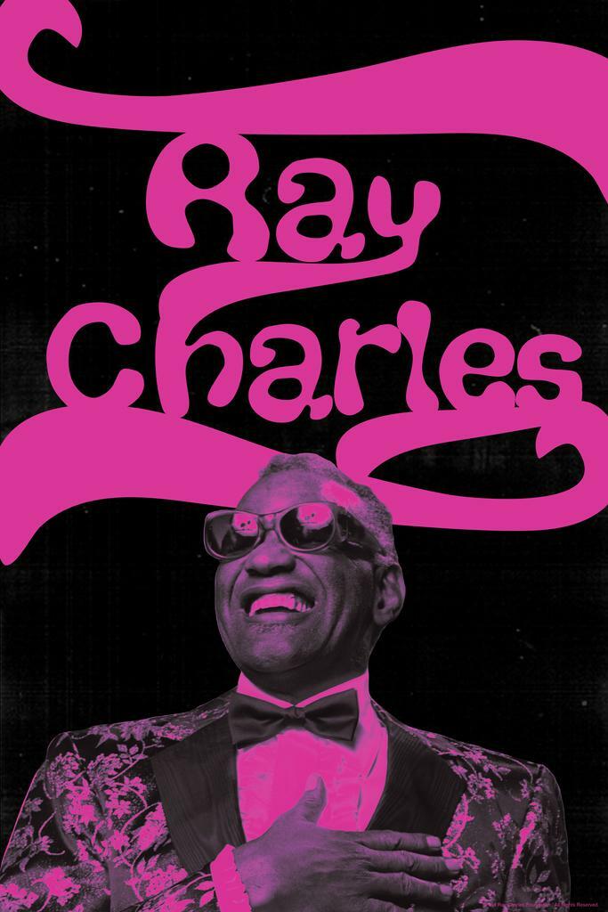 Ray Charles Retro Glow Art | Neon Style Music Poster | Vintage Soul Legend Print - Music Poster
