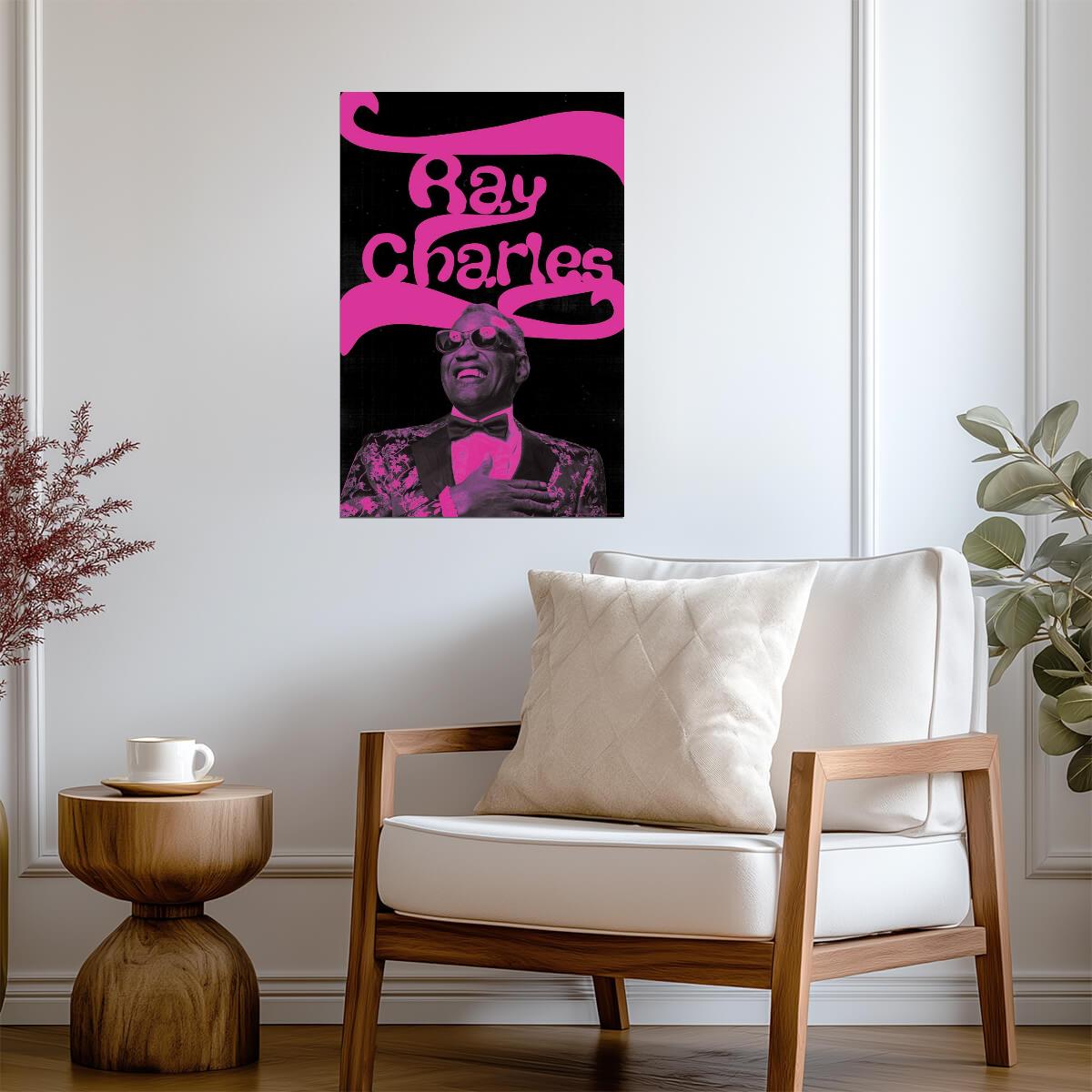 Ray Charles Retro Glow Art | Neon Style Music Poster | Vintage Soul Legend Print - Music Poster