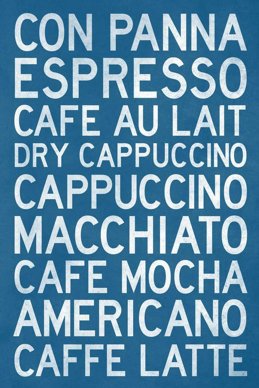 Coffee Types Wall Chart | Turquoise Minimalist Guide Poster | Modern Kitchen Decor - Type & Quotes Poster
