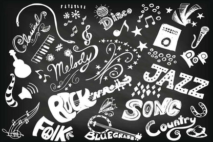 Doodled Music Terminology | Educational Music Theory Poster | Music Classroom Wall Chart - Music Poster