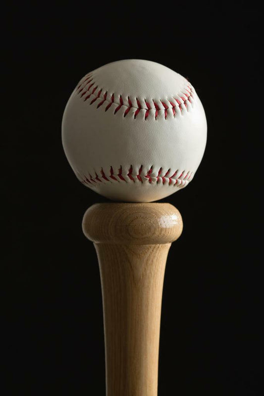Baseball and Crossed Bats | Vintage Style Sports Emblem | Retro Game Room Poster - Sports Poster