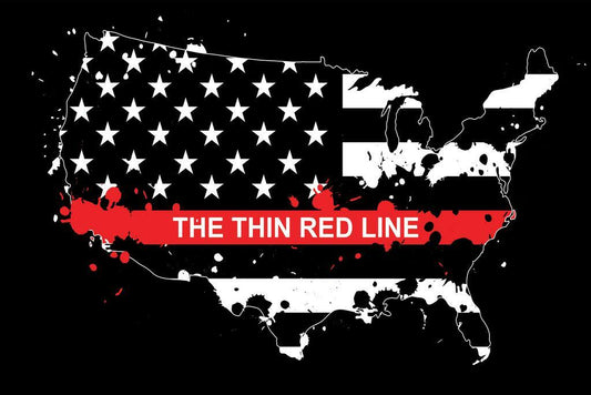 USA Map | Thin Red Line Flag Memorial Poster