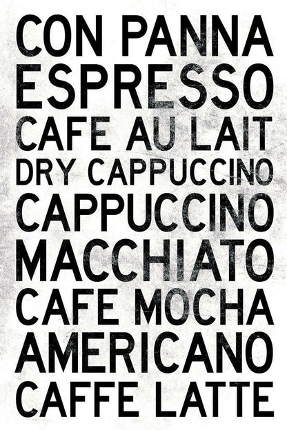 Guide to Coffee Types | Black and White Minimalist Chart | Barista Wall Art Poster - Type & Quotes Poster