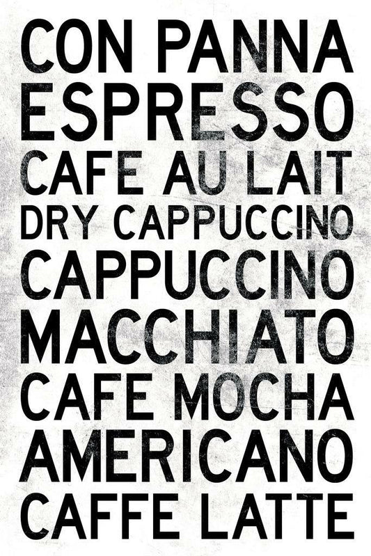 Guide to Coffee Types | Black and White Minimalist Chart | Barista Wall Art Poster - Type & Quotes Poster