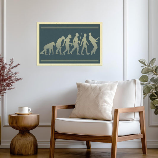 Guitar Player Evolution Parody | Funny Music Themed Poster | Humorous Wall Art for Guitarists - Music Poster
