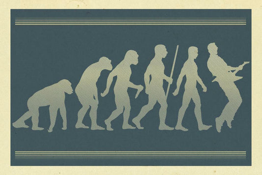 Guitar Player Evolution Parody | Funny Music Themed Poster | Humorous Wall Art for Guitarists - Music Poster
