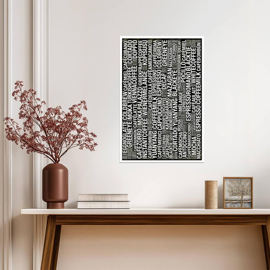 Coffee Themed Word Cloud | Black and White Typography Poster | Modern Kitchen Art Print - Type & Quotes Poster