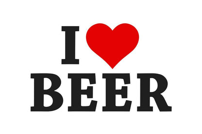 I Love Beer Poster | Simple White and Red Sign | Bar Wall Decor