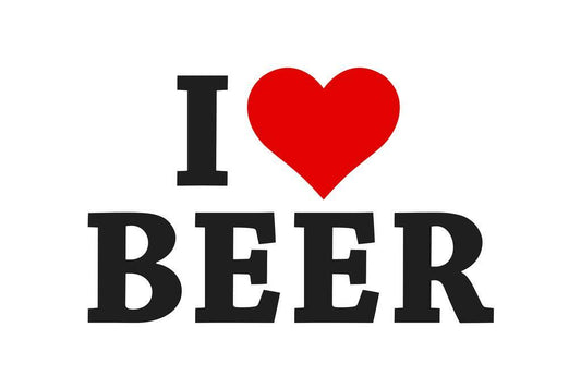 I Love Beer Poster | Simple White and Red Sign | Bar Wall Decor