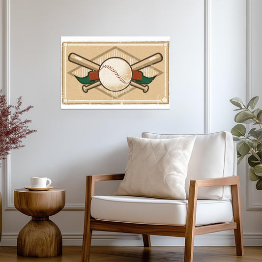 Baseball Player Diving Catch | Abstract Sports Illustration | Action Scene Art Poster - Sports Poster