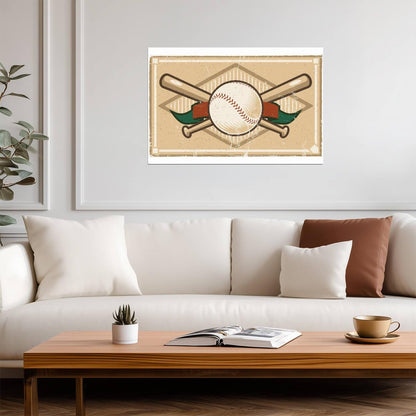 Baseball Player Diving Catch | Abstract Sports Illustration | Action Scene Art Poster - Sports Poster