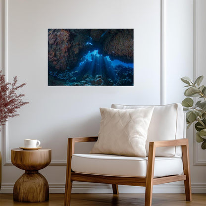 Sea Cave with God Rays | Coastal Landscape Photography | Nature Poster - Photography Poster