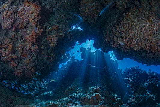 Sea Cave with God Rays | Coastal Landscape Photography | Nature Poster - Photography Poster