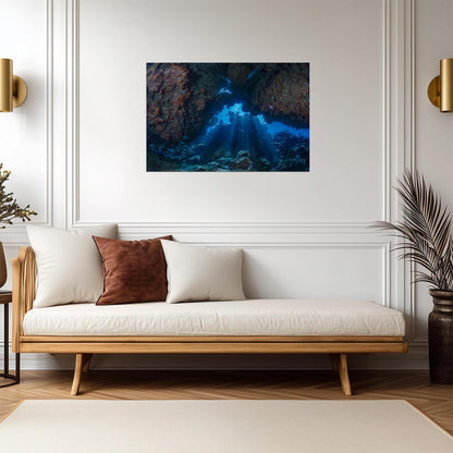 Sea Cave with God Rays | Coastal Landscape Photography | Nature Poster - Photography Poster