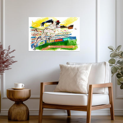 Baseball Player Catching Ball | Watercolor Sports Illustration | Stadium Action Poster - Sports Poster