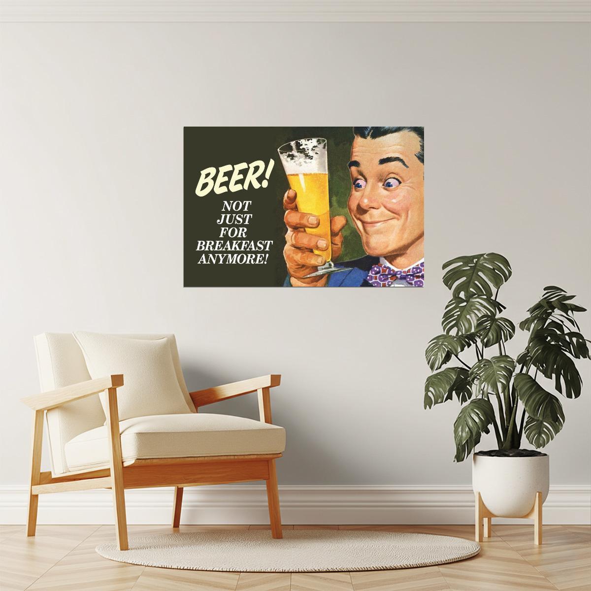 Not Just For Breakfast Anymore Poster | Funny Beer Humor | Retro Bar Decor