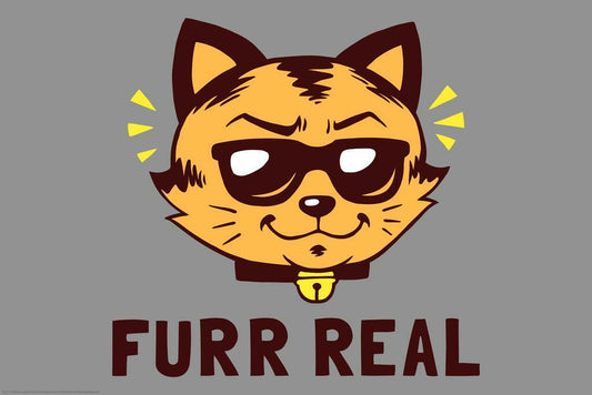 Furr Real Cat Pun | Funny Quote Poster | Cute Humorous Art - Type & Quotes Poster