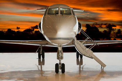 Private Jet at Sunset on a Runway | Aviation Photography | Luxury Travel Poster - Cars Poster