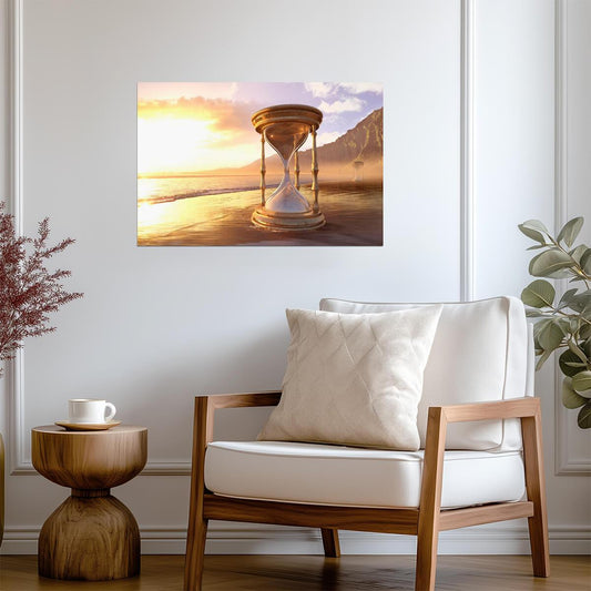 Hourglass on an Ocean Beach | Surreal Photography Print | Time and Nature Poster - Photography Poster
