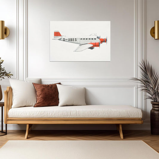 Junkers Ju 52 Aircraft 1930 | Vintage Aviation Print | German Transport Plane Poster