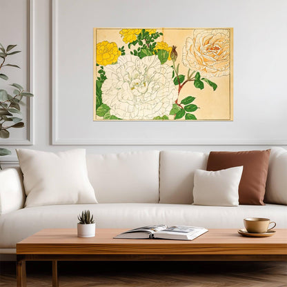 Japanese Woodblock Roses | Floral Art Print | Ukiyo-e Style Botanical Poster