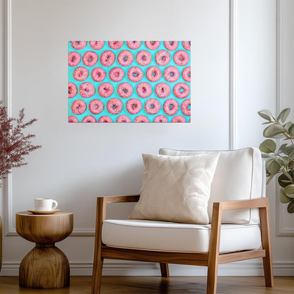 Pink Doughnuts Pattern | Pop Art Food Photography | Colorful Kitchen Poster - Photography Poster