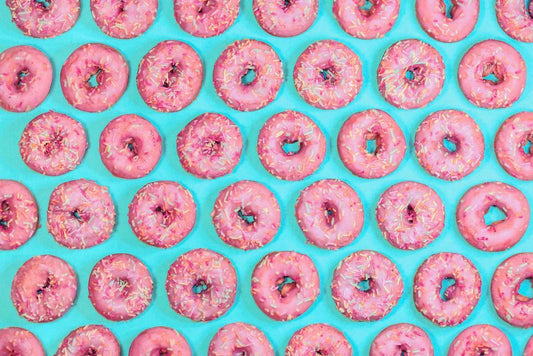 Pink Doughnuts Pattern | Pop Art Food Photography | Colorful Kitchen Poster - Photography Poster