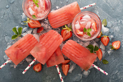 Strawberry Mojito Popsicles | Food Photography Print | Summer Dessert Poster - Photography Poster