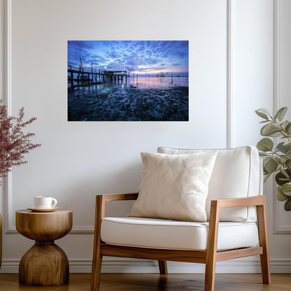 Old Wooden Pier at Sunrise | Seascape Photography | Coastal Landscape Poster - Photography Poster