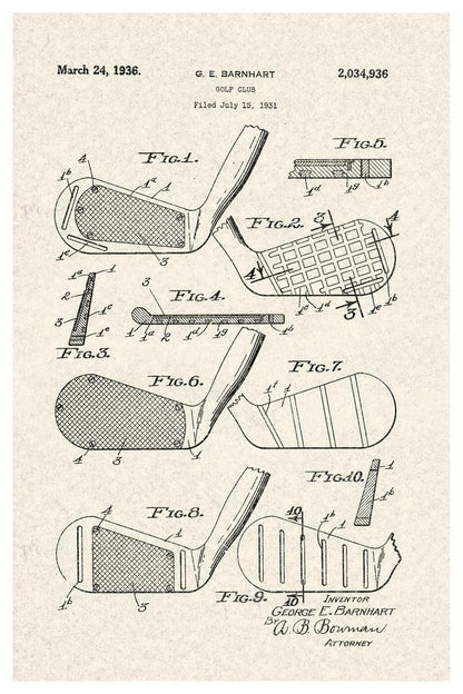 Golf Club Patent Print | 1931 Vintage Diagram Poster | Sports Wall Art - Vintage & Retro Poster