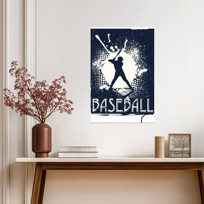 Baseball Batter Illustration | Grunge Style Sports Art | Dynamic Action Poster - Sports Poster