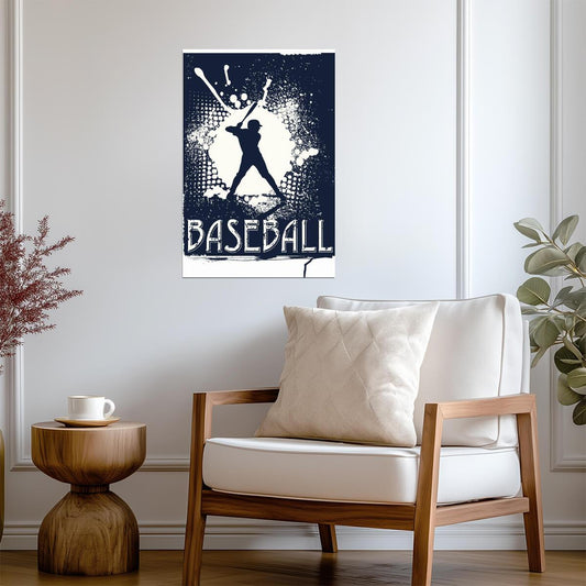 Baseball Batter Illustration | Grunge Style Sports Art | Dynamic Action Poster - Sports Poster