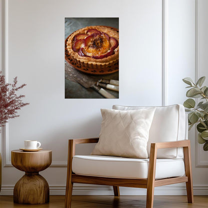 Homemade Fresh Peach Tart | Food Photography | Kitchen & Baking Poster - Photography Poster