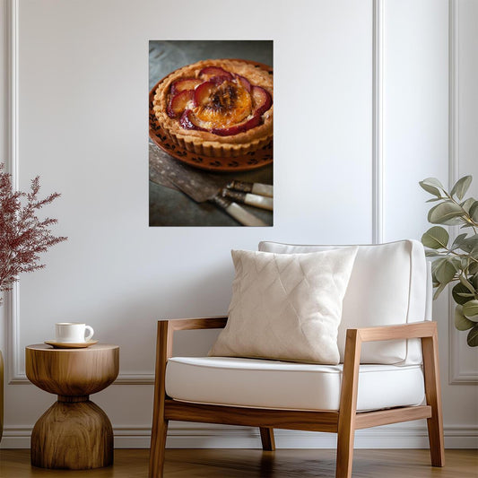 Homemade Fresh Peach Tart | Food Photography | Kitchen & Baking Poster - Photography Poster