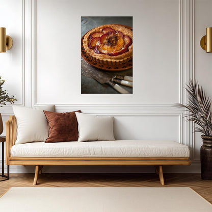 Homemade Fresh Peach Tart | Food Photography | Kitchen & Baking Poster - Photography Poster