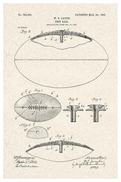 American Football Patent Diagram | Vintage Sports Poster | Game Room Wall Art - Vintage & Retro Poster