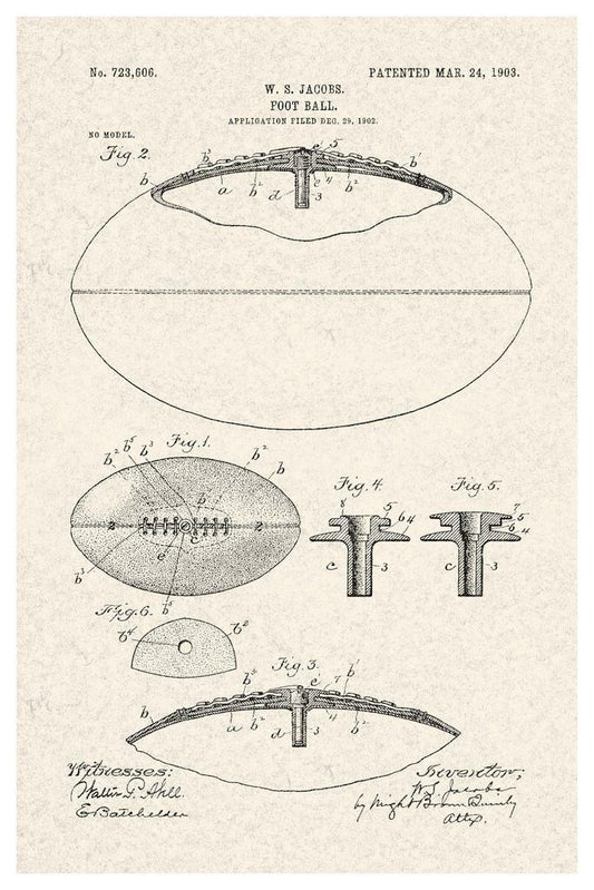 American Football Patent Diagram | Vintage Sports Poster | Game Room Wall Art - Vintage & Retro Poster
