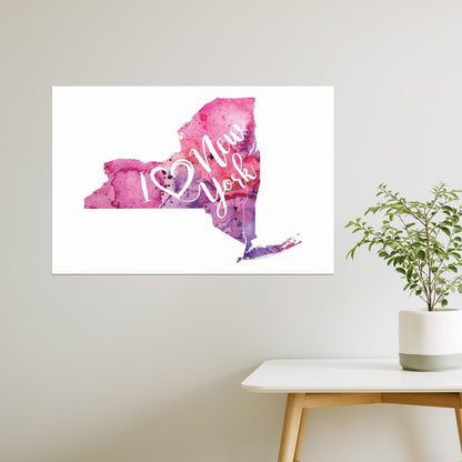 New York Map | I Love New York Watercolor Poster
