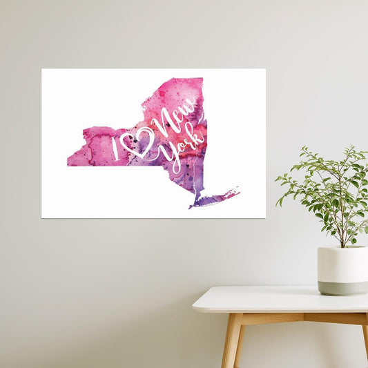 New York Map | I Love New York Watercolor Poster