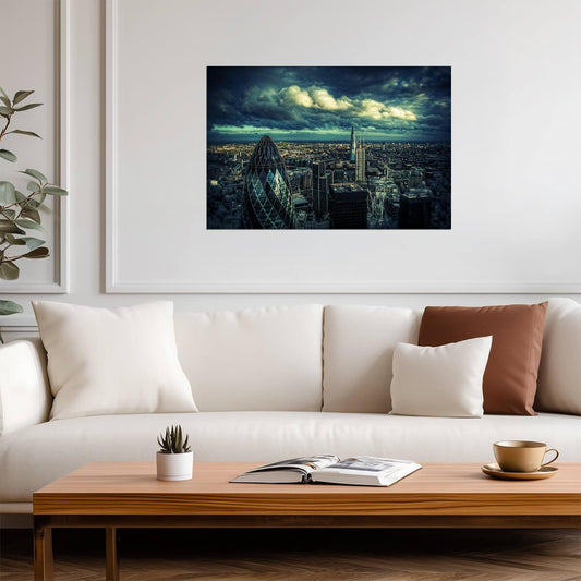A Storm Brewing Over London | Cityscape Photography | Moody Weather Poster - Photography Poster