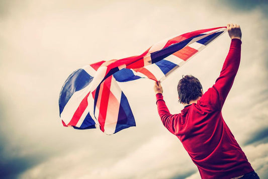 Man Waving a Union Jack Flag | British Pride Photography | UK Poster - Photography Poster