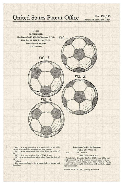 Classic Soccer Ball Patent | Vintage Sports Diagram | Football Wall Art Poster - Vintage & Retro Poster
